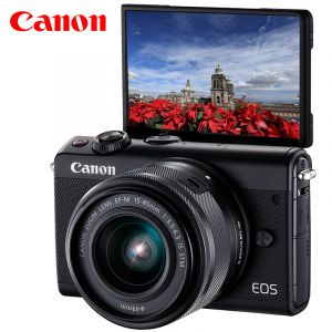 佳能（Canon）EOSM100微单电可换镜相机（15-45镜头黑色套机）（2420万像素触控翻转LCD全像素双核对焦）